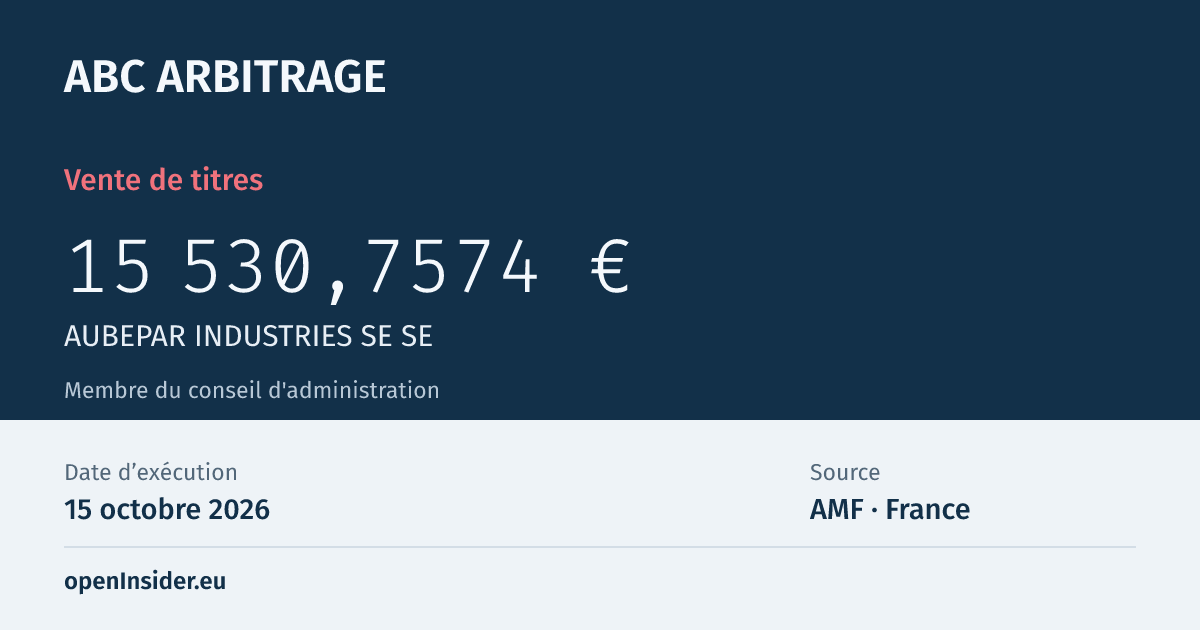 AUBEPAR INDUSTRIES SE SE — ABC ARBITRAGE filing 2026DD1144989 — OpenInsider